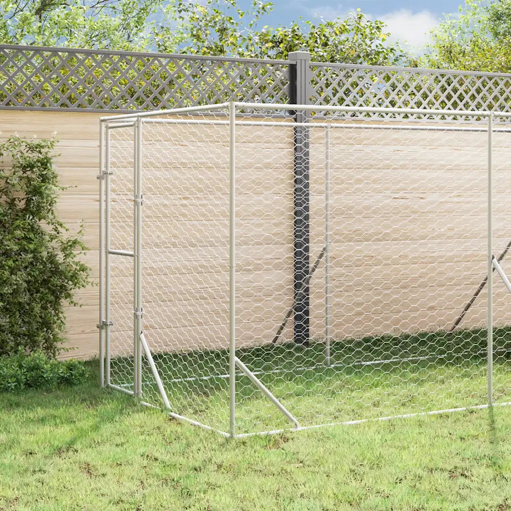 Cuccia Cani da Esterno Tetto Argento 2x6x2,5 m Acciaio Zincato 3190475