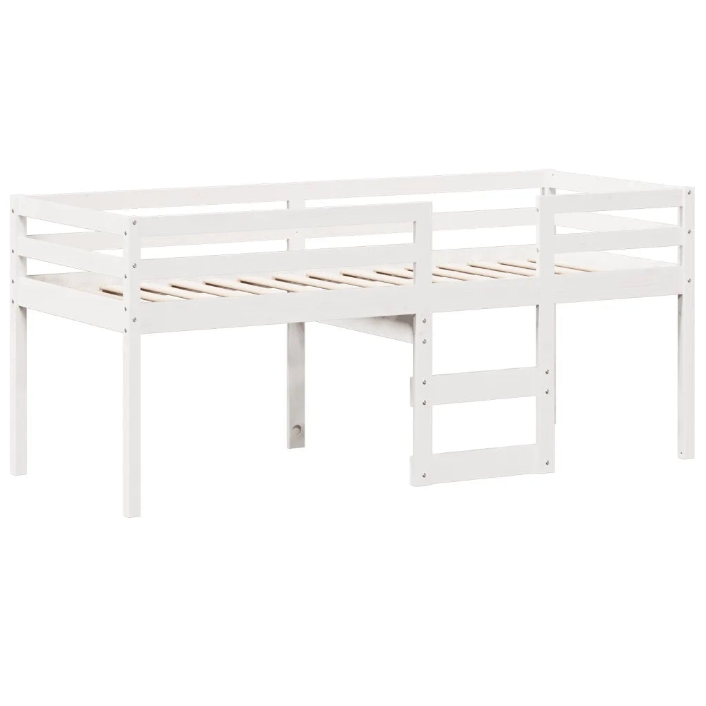 Letto a Soppalco con Tetto Bianco 90x190 cm in Legno di Pino