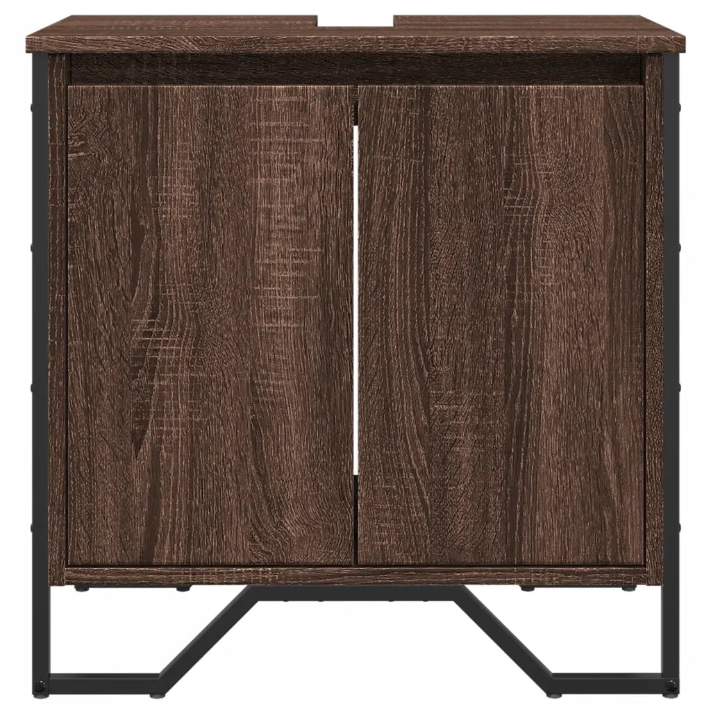 Mobiletto per lavabo da bagno dal design ergonomico contemporaneo 60 x 35 x 60 cm in legno composito marrone 02_0049572