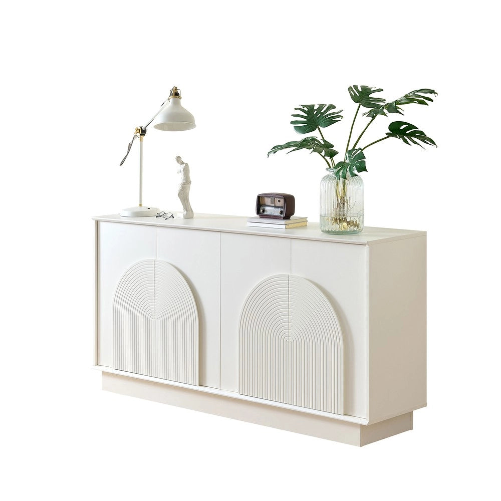 Credenza Moderna con Ante ¨C MINIMAL ¨C Bianco Opaco, MDF, 160 cm