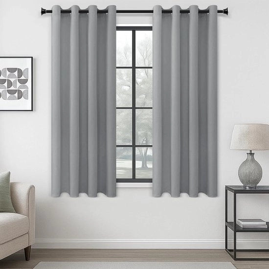 Gordini oscuranti "57 Gocce" – Termici – Set da 2 – Grigio chiaro – 140x145 cm – Con Occhielli