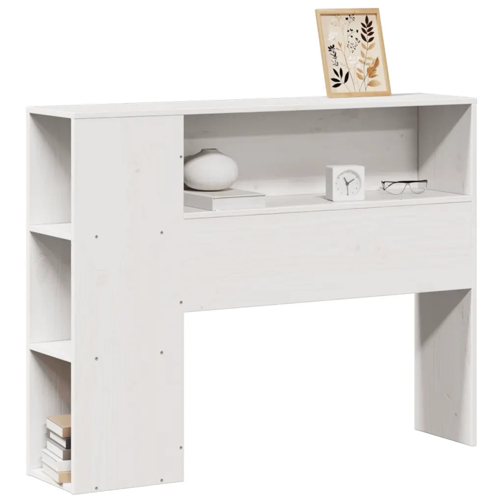 Testiera con Ripiani-Testata contenitore Bianca 75 cm in Legno Massello di Pino 882090