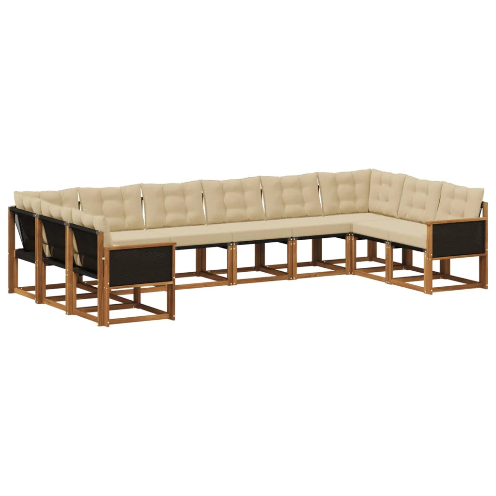 Set di divani da esterno 10 pz Naturale e Beige 3382233
