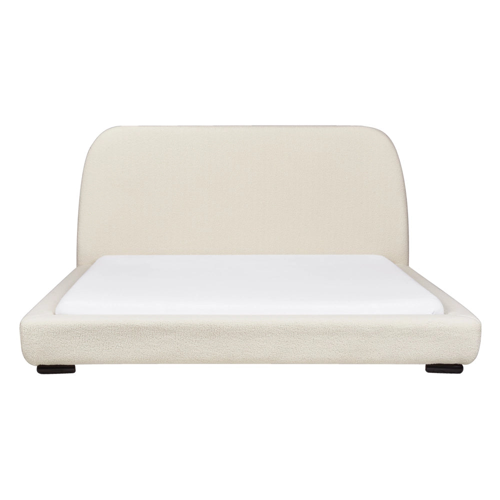 Letto ad acqua Beige Poliestere Boucle Tessuto Imbottito 160 x 200 cm EU King Size Design Classico Tradizionale