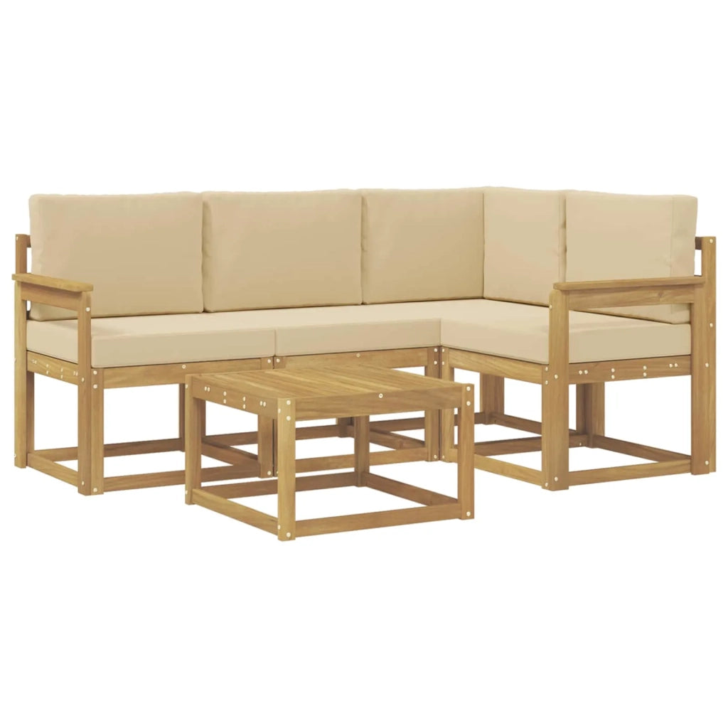Set di divani da esterno 5 pz Bianco e Beige 3387587