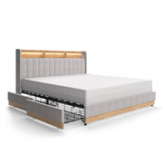 Vitalispa Letto imbottito Grigio 180x200 cm con 4 cassetti