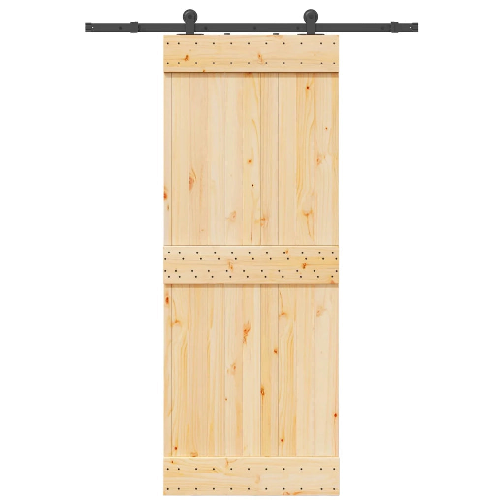 Porta scorrevole NARVIK Naturale e Nero 80 x 210 cm (152,5 cm) 3445264