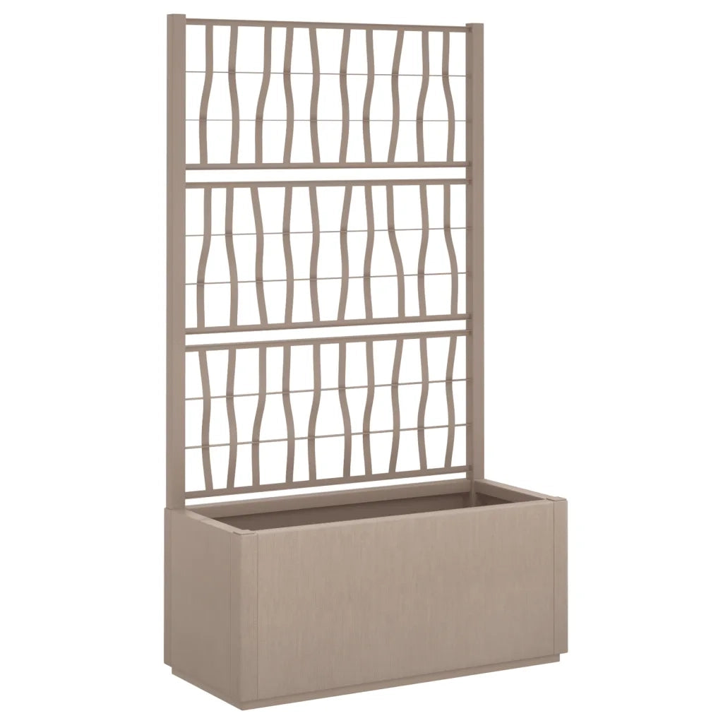 Fioriera | Cassetta per fiori | Vaso Giardino con Traliccio Marrone Chiaro 80x36x140 cm PP