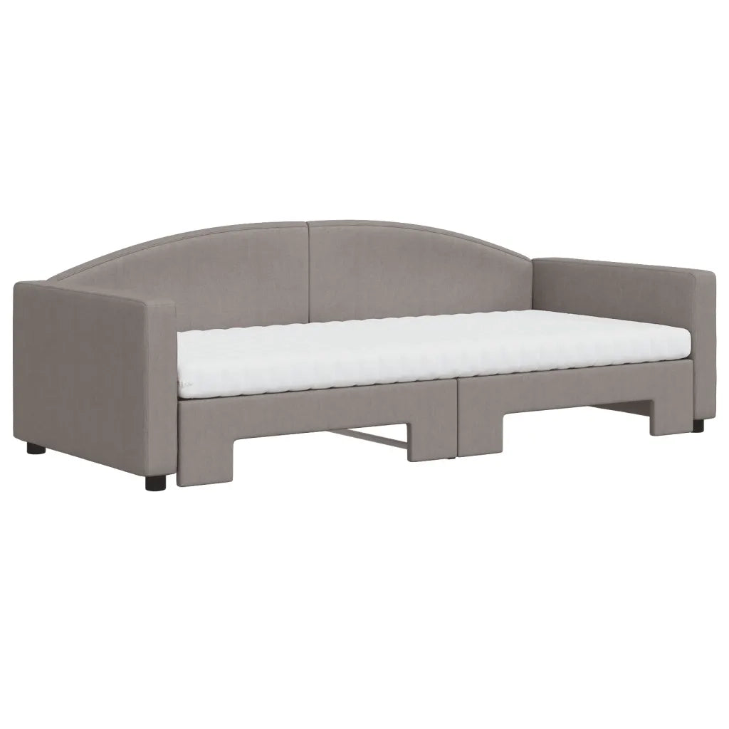 Divano Letto Estraibile con Materassi Tortora 90x200 cm Tessuto
