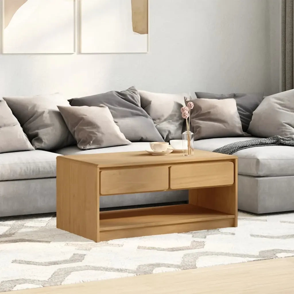 Tavolino Salotto SAUDA Rovere 99x55x45 cm Legno Massello Pino 377598