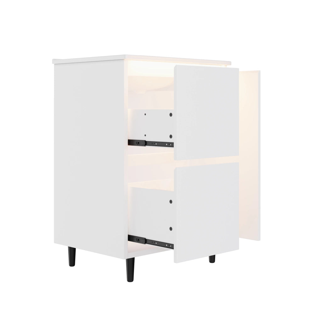 Mobile da bagno con 1 anta e 2 cassetti; lavabo in ceramica - per bagno - bianco
