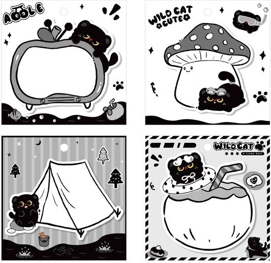 Blocco note 240 fogli - adesivo - disegno gatto - portatile - articoli scolastici/uffici - multiforme - annotazioni adesive