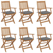 Sedie da Giardino Pieghevoli 6 pz con Cuscini Massello Acacia cod mxl 23380