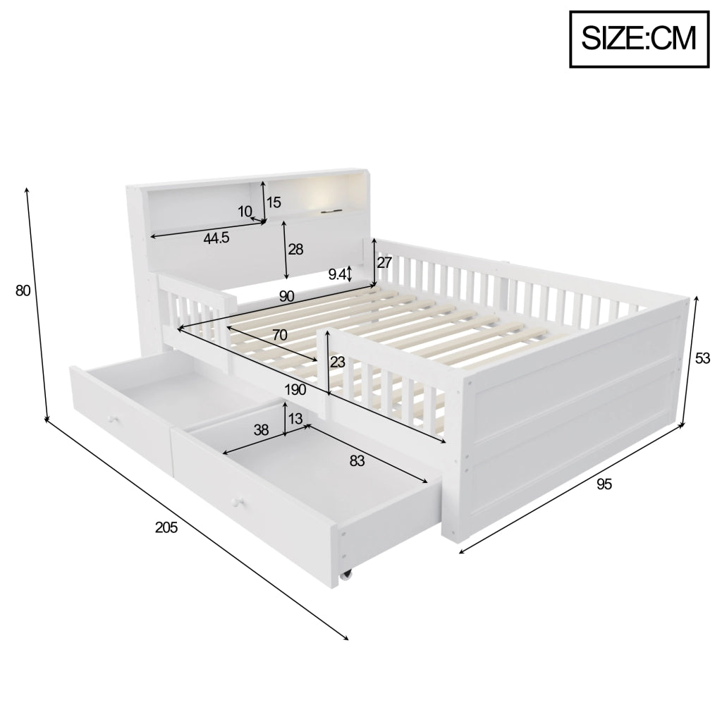 LETTO multifunzione 90x190 cm bianco in legno di pino