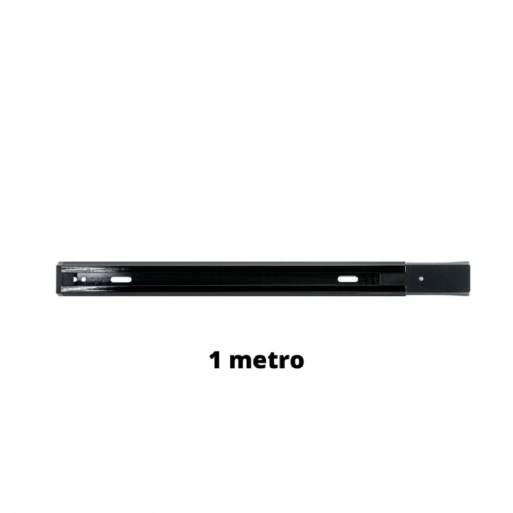 Trade Shop - Binario 1mt Elettrificato 2poli Rinforzato Monofase Nero Per Faro Pista-n Bina-n -