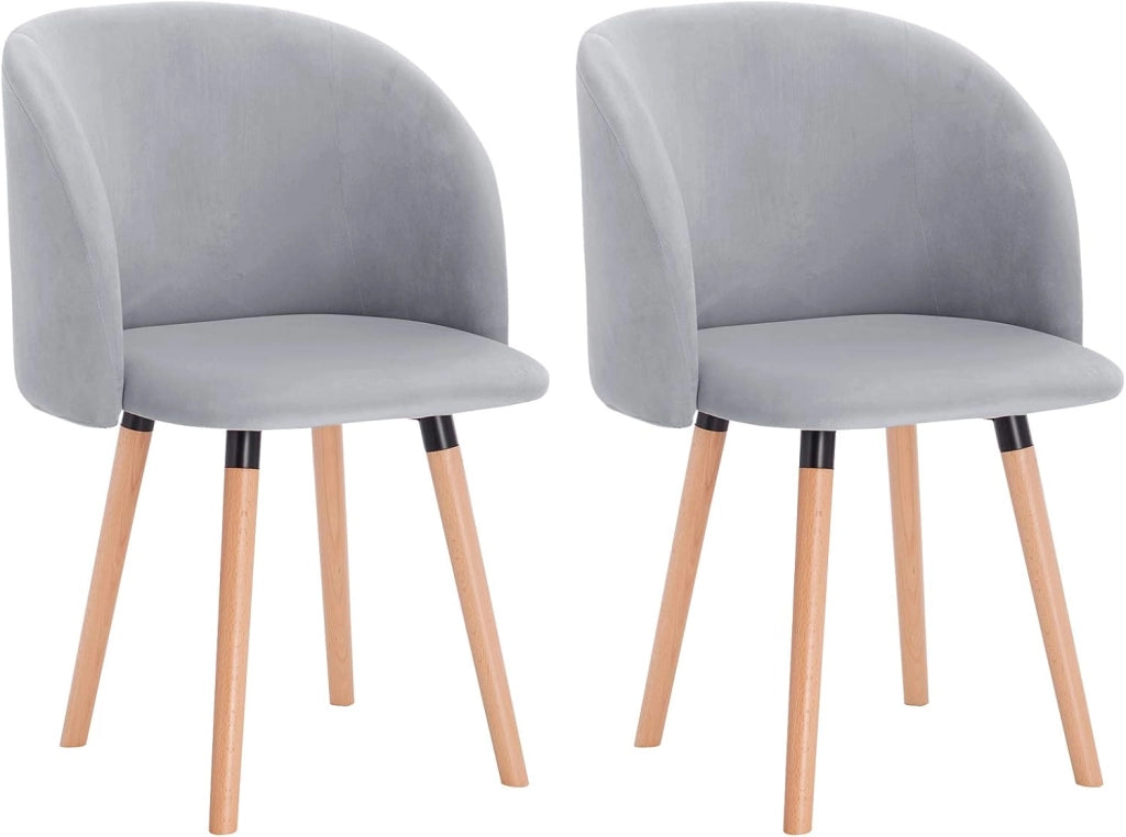set di 2 sedie sala da pranzo sedie cucina moderne poltroncina salotto Adatte per Sala Pranzo, Soggiorno, Camera da Letto Estetica in Tessuto di velluto Gambe di Legno, Grigio BH121gr-2