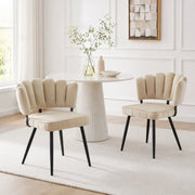 Set di 2 sedie da pranzo con schienale a fiore in velluto; 80 cm; nero