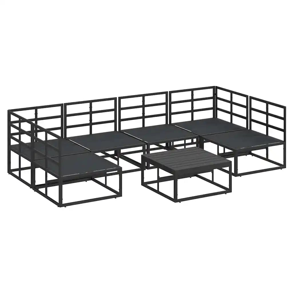 vidaXL Set Divano da Giardino con cuscino 7 pcs Nero Alluminio