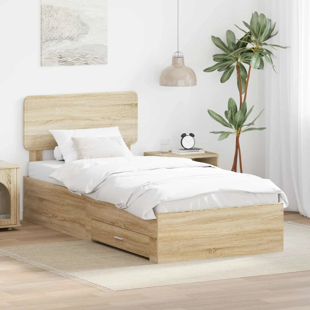 Struttura del letto Rovere Sonoma 90 x 190 cm Legno multistrato 3412429