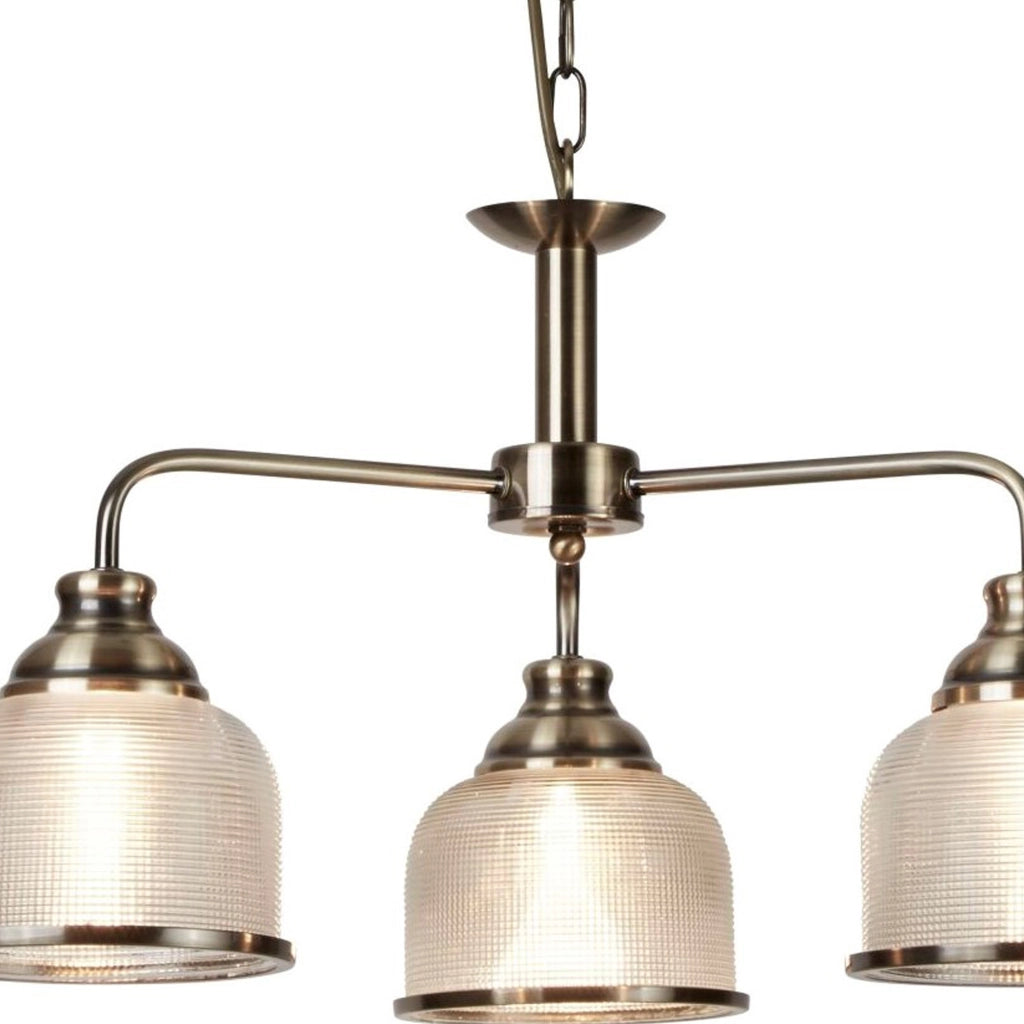 Lampadario Contemporaneo Bistrot Ii Acciaio Ottone Vetro Trasparente 3 Luci E27
