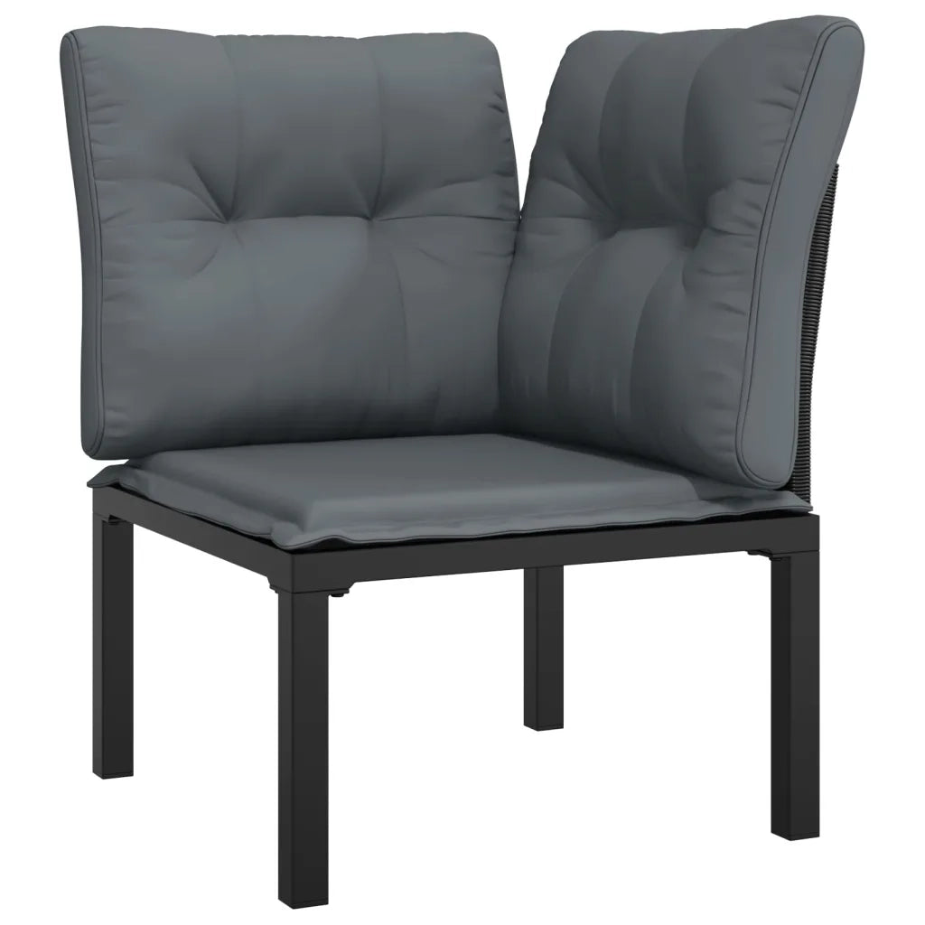 Poltrone Angolari Giardino Cuscini 2 pz Polyrattan Nero e Grigio CFW5853569