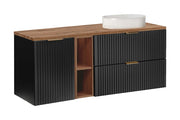 Set mobili bagno 140 cm con piano e lavabo da appoggio Beyond Adel Black 140 x 1401 x 46 cm