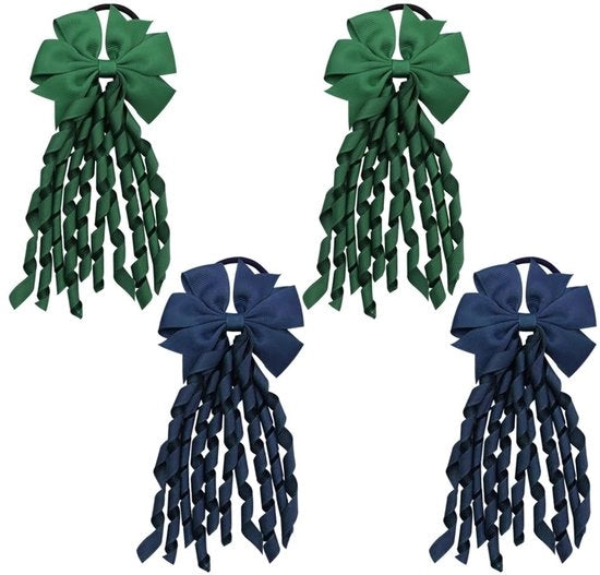 Set di Scrunchie a spirale - 4 pezzi - Verde bosco/Blu mare - Accessori capelli a spirale - Materiale duraturo - 8,5 cm x 17 cm - Fascia capelluta