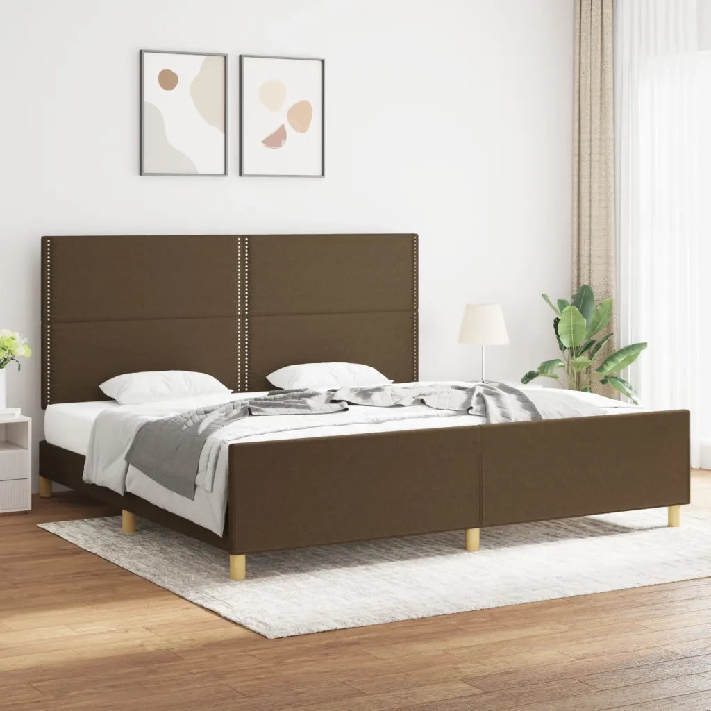 Giroletto senza Materasso Marrone Scuro 200x200 cm in Tessuto