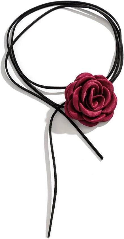 Collana Halsibile per Donna con Fiori - Adattabile - Fucsia - per Matrimonio e Festa di Compleanno - Collana con Fiori