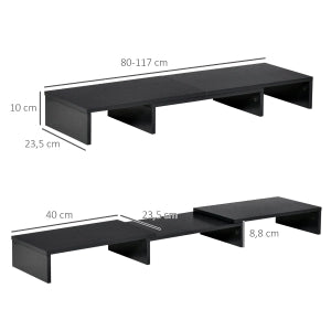 SUPPORTO MONITOR Regolabile 80-117 x 23,5 x 10 cm Legno Nero