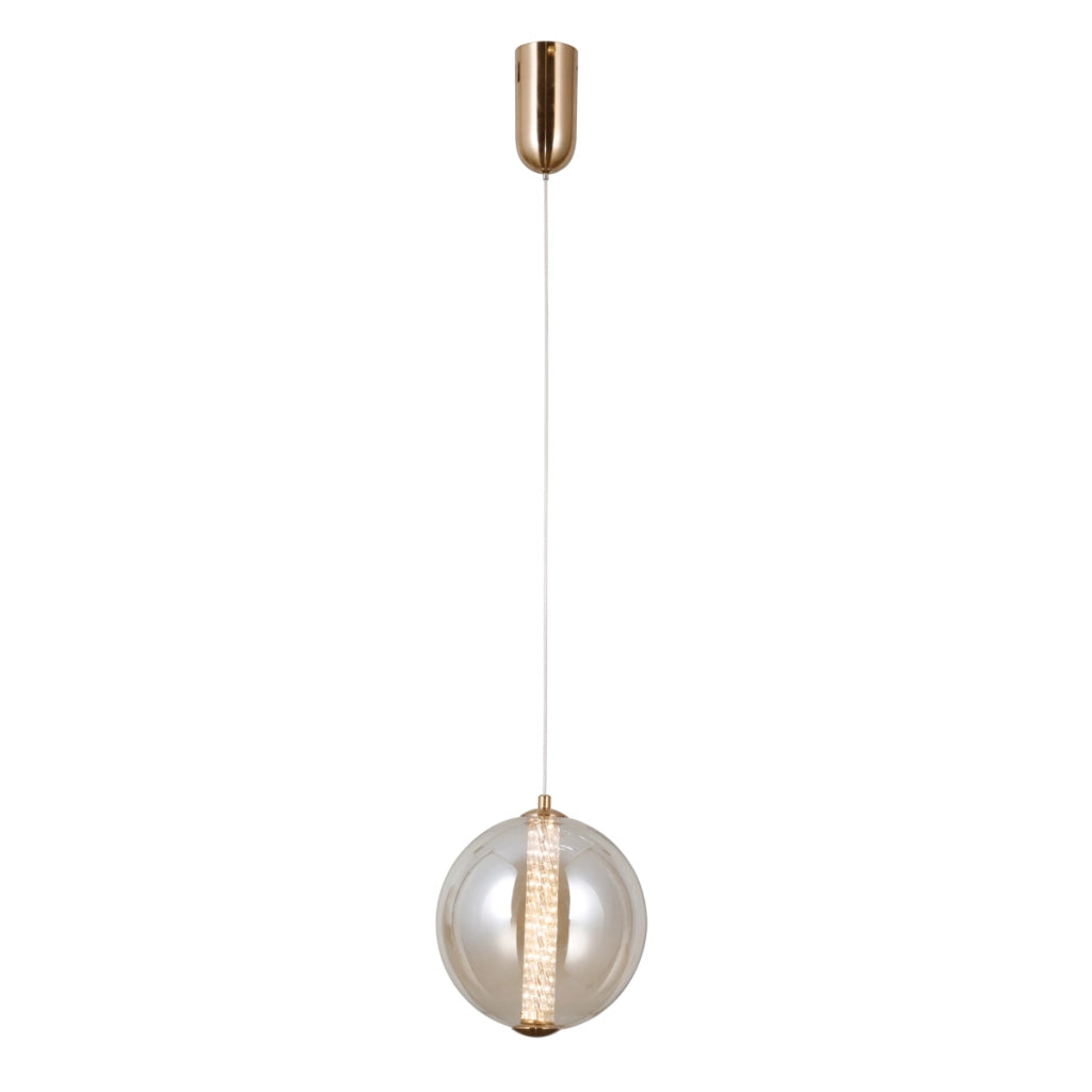Sospensione Italux Butero sfera vetro ambra LED 9W