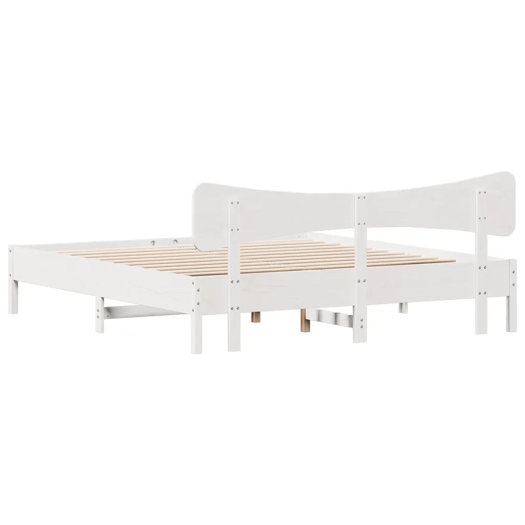 Giroletto senza Materasso Bianco 200x200 cm Legno Massello Pino 3328221