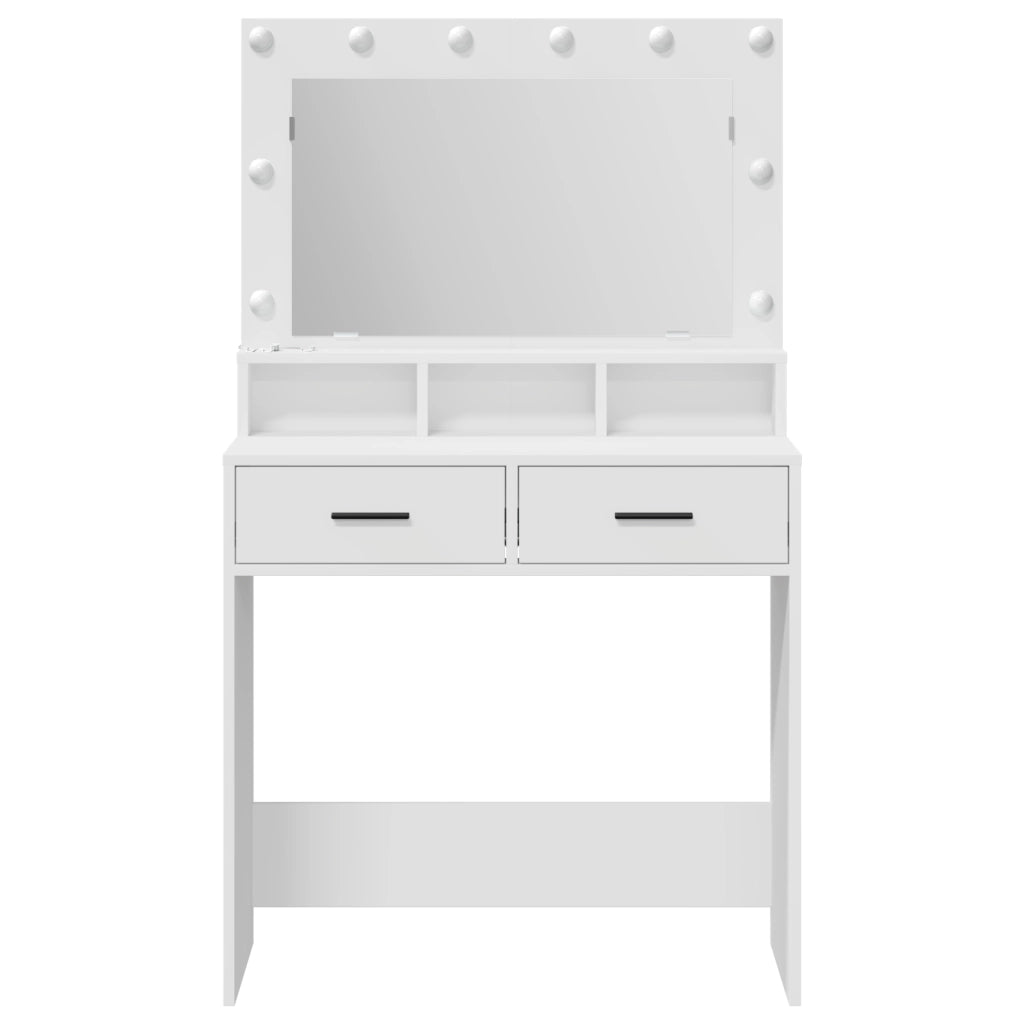 Toeletta  con luci LED, Bianca, 79x41x135 cm