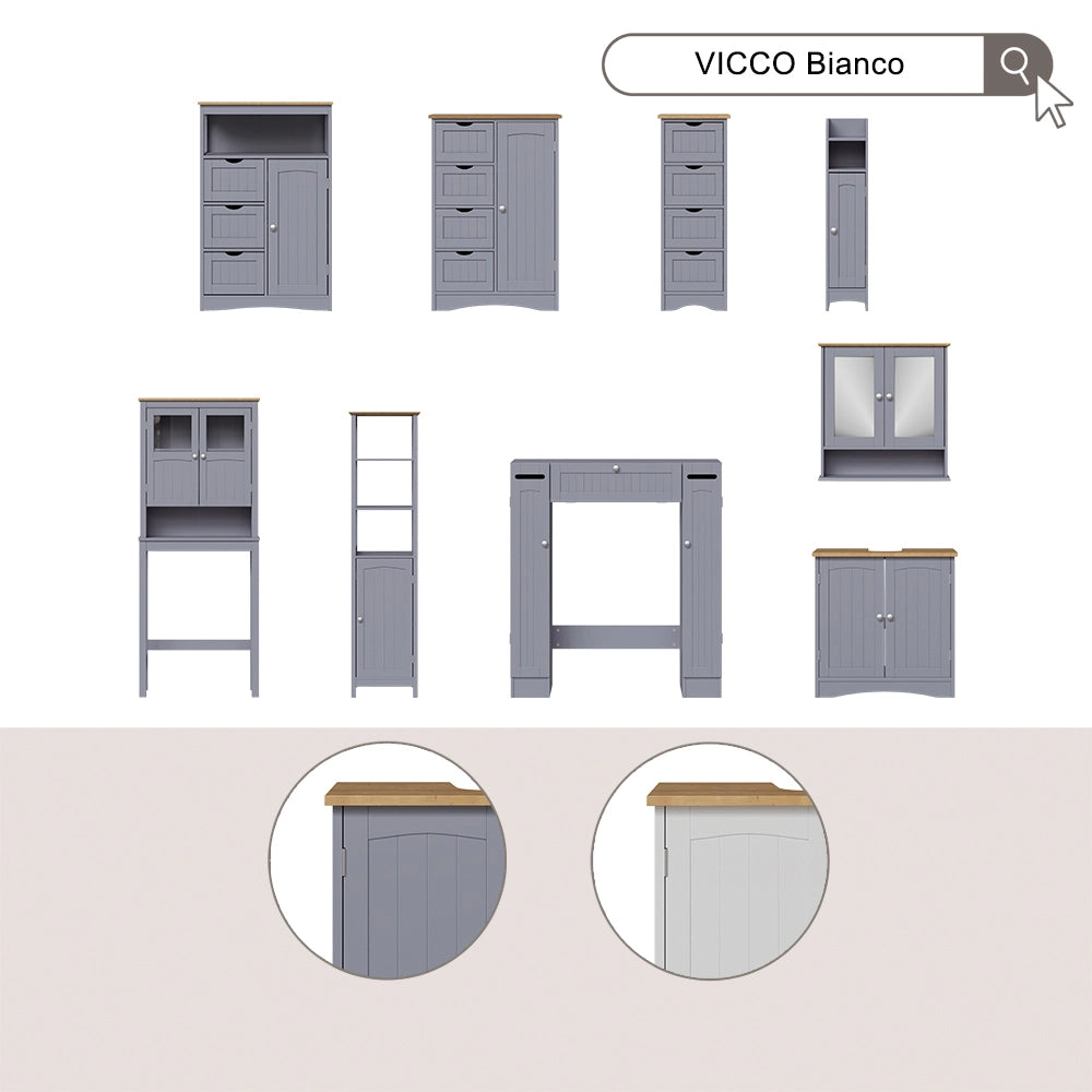 Vicco mobiletto bagno Bianco 18 x 81 cm con 5 scomparti