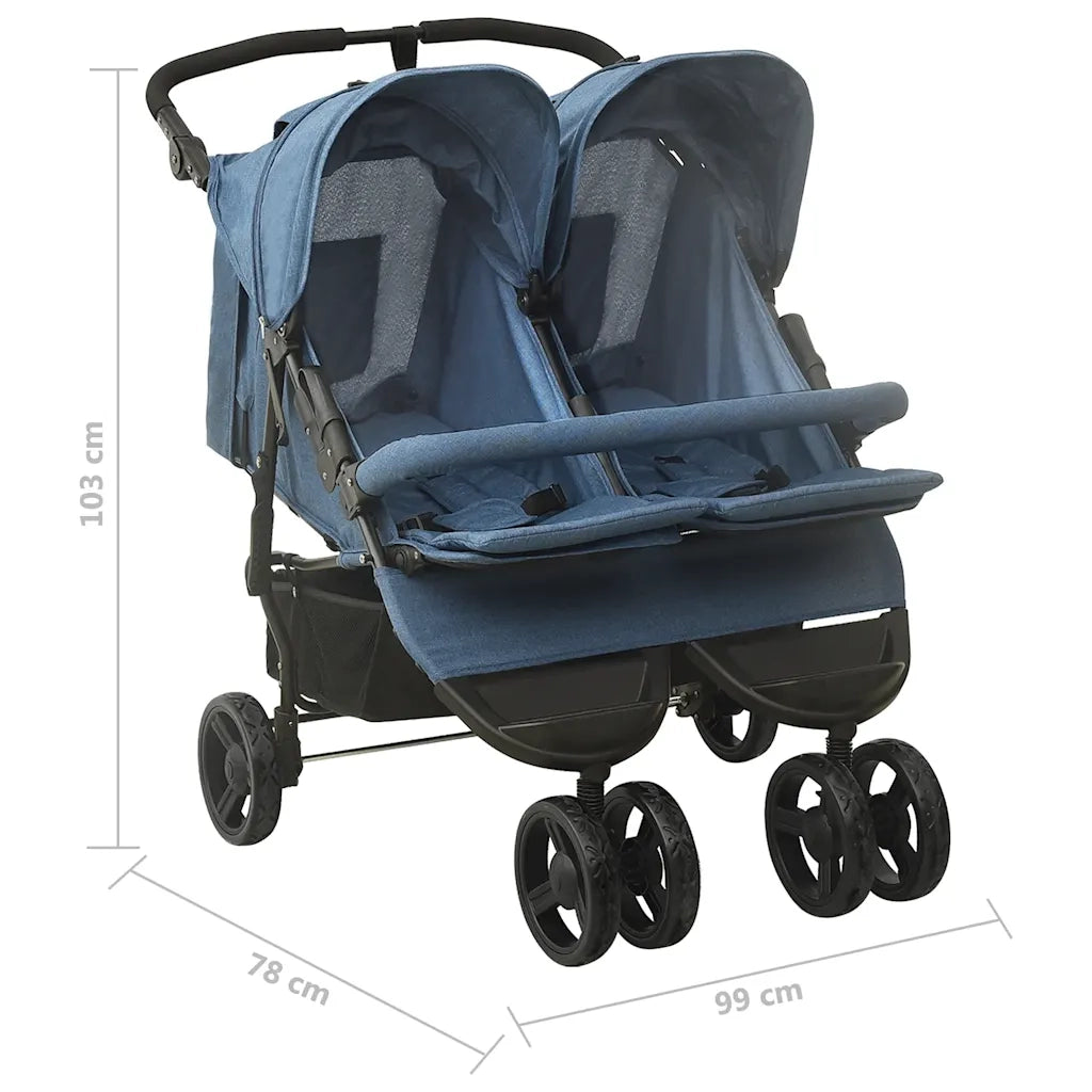 Passeggino Gemellare Blu Marino in Acciaio 10244