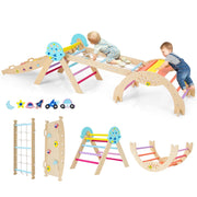Set triangolo giocattoli pieghevoli per bambini che scalano, Triangolo palestra interno con scivolo ad arco Colorato-Arrampicate e scivoli