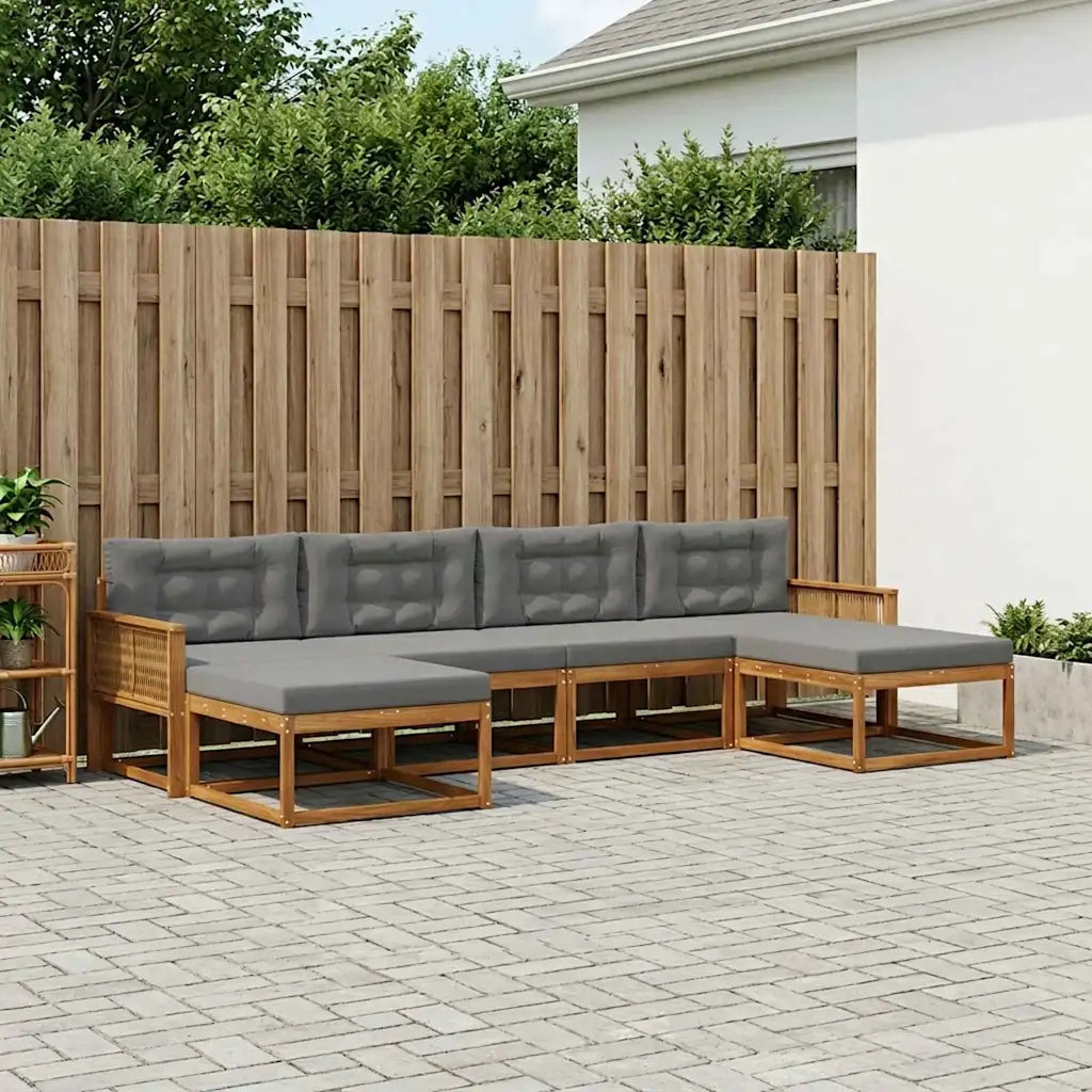 Set di divani da esterno con cuscino 6 pcs Naturale e Antracite 3382790
