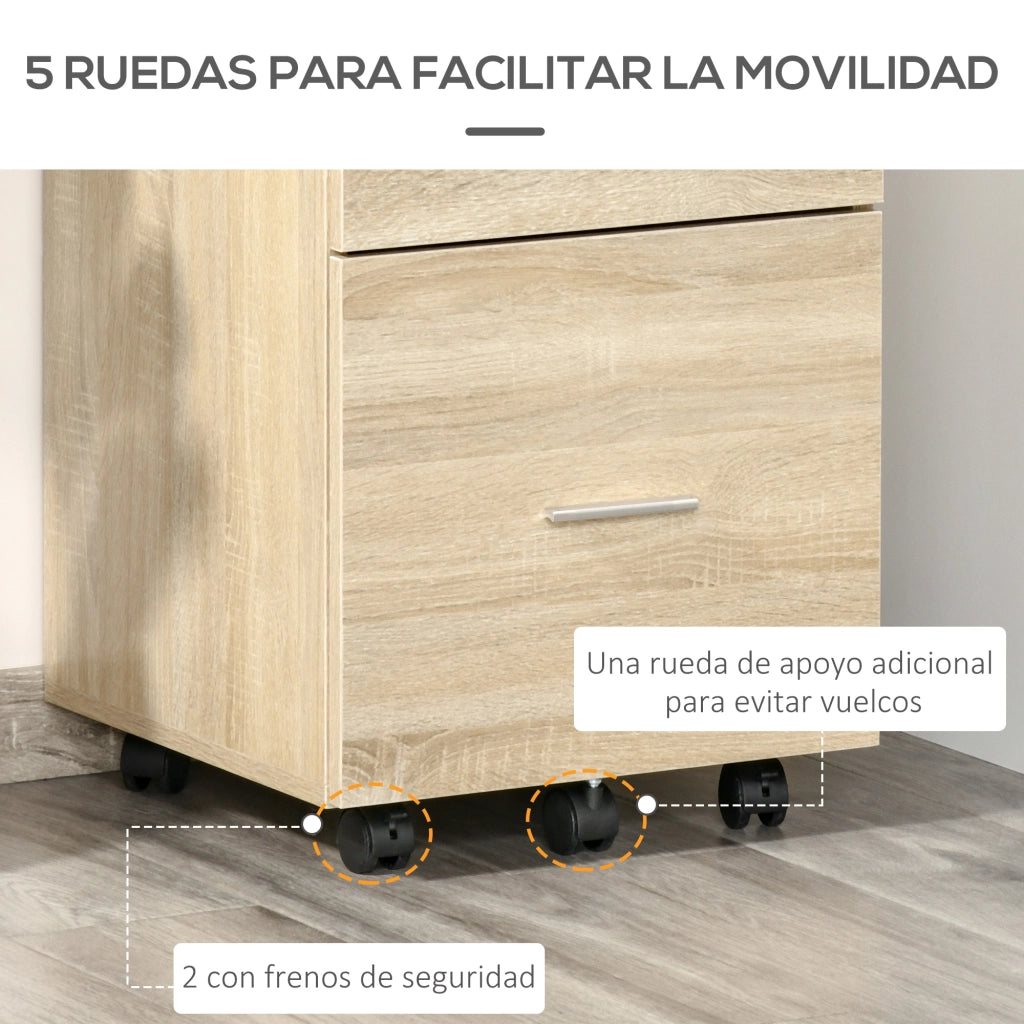 Scrivania con cassetti ¨C zephmum ¨C rovere 39.5x39x58.5 cm