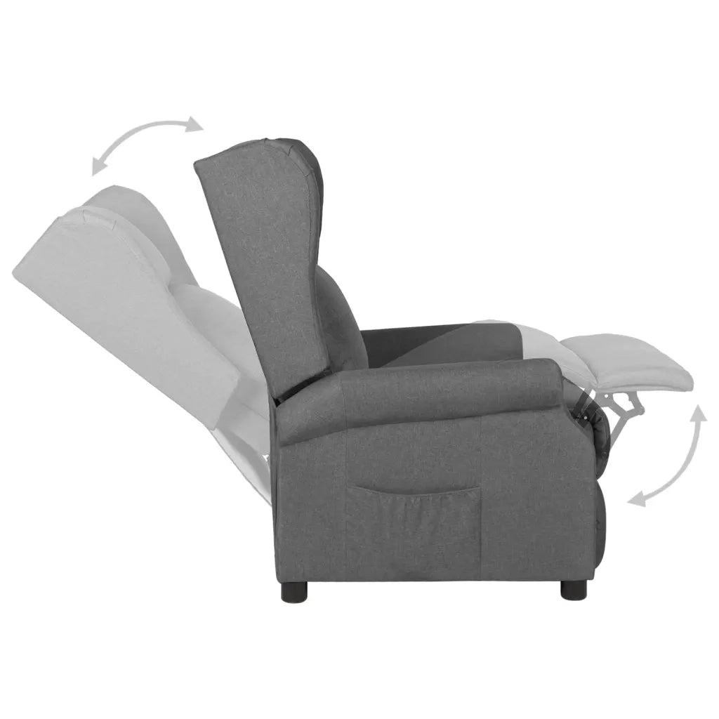 Divano Sedia-Poltrona Reclinabile in Tessuto Grigio Chiaro 414098