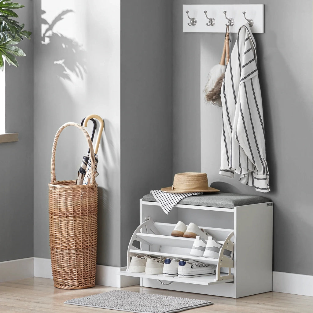 Scarpiera Panca Scarpiera Portascarpe Con Seduta Grigio Profondità30cm FSR16-HG