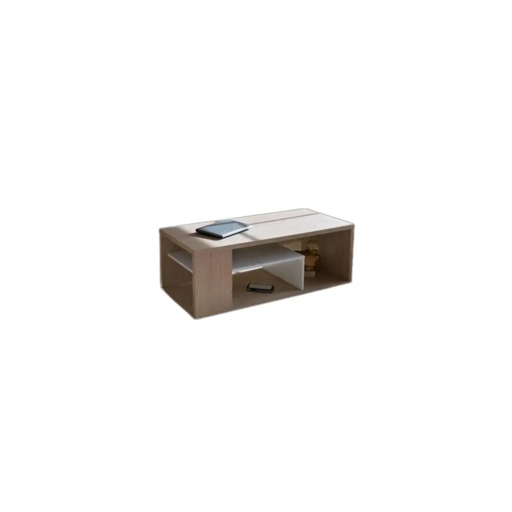 Tavolino basso MELINA in rovere e bianco - Design moderno - 111 x 41 x 50 cm