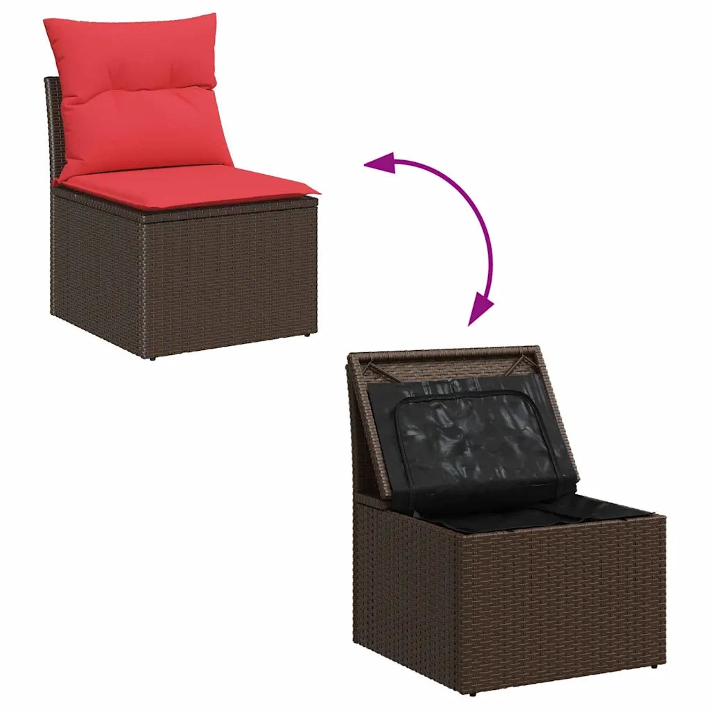 Set Divano da Giardino 5 pcs Beige e Rosso polyrattan 3354583