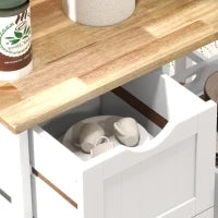 Carrello da Cucina con Ruote, Piano di Lavoro in Legno, 3 Cassetti e 1 Piano Removibile, 67 x 37 x 85,5 cm, Bianco