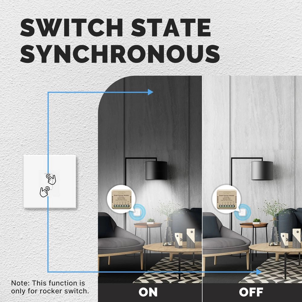 Mini Triac Dimmer WIFI 2.4G 2 Canali TUYA, Smart Life 1A AC 90-250V 50/60HZ 2X100W 40X40X18mm IP20