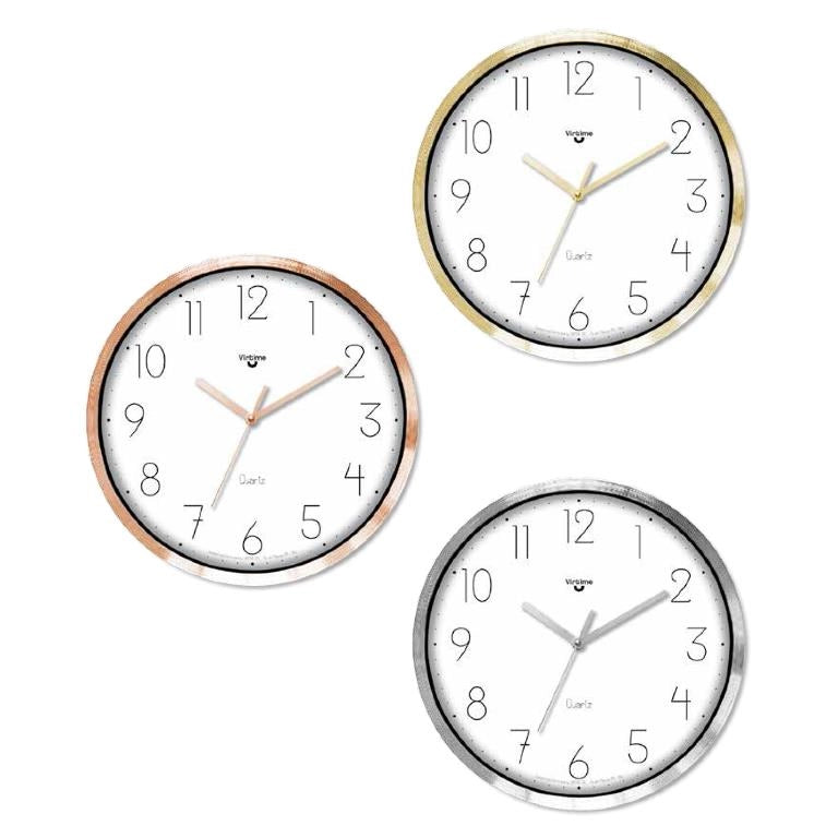 Orologio da Parete in abs tondo cromato 33 cm 3 Colori