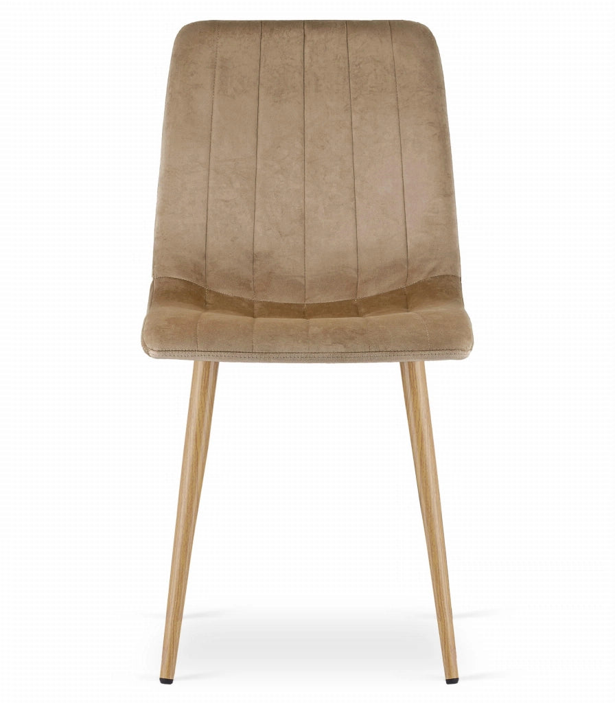 Sedia VALORA JEWA - Moderna in velluto marrone con gambe in legno x 3