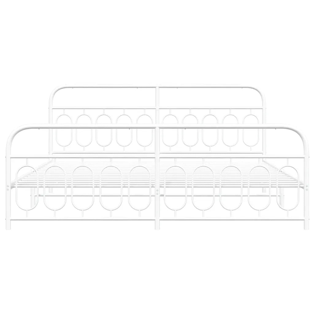 Giroletto con Testiera e Pediera Metallo Bianco 200x200 cm 377191
