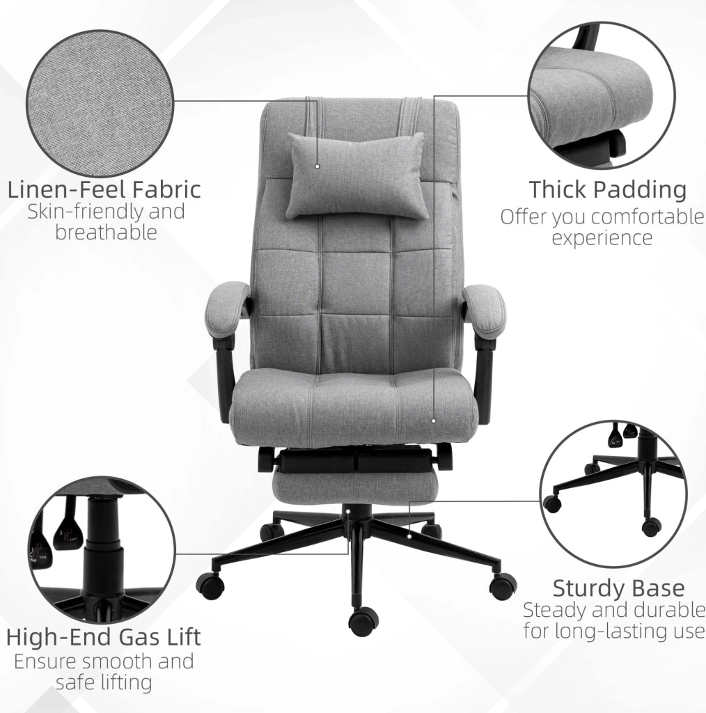 Sedia da ufficio ergonomica grigio chiaro con poggiatesta