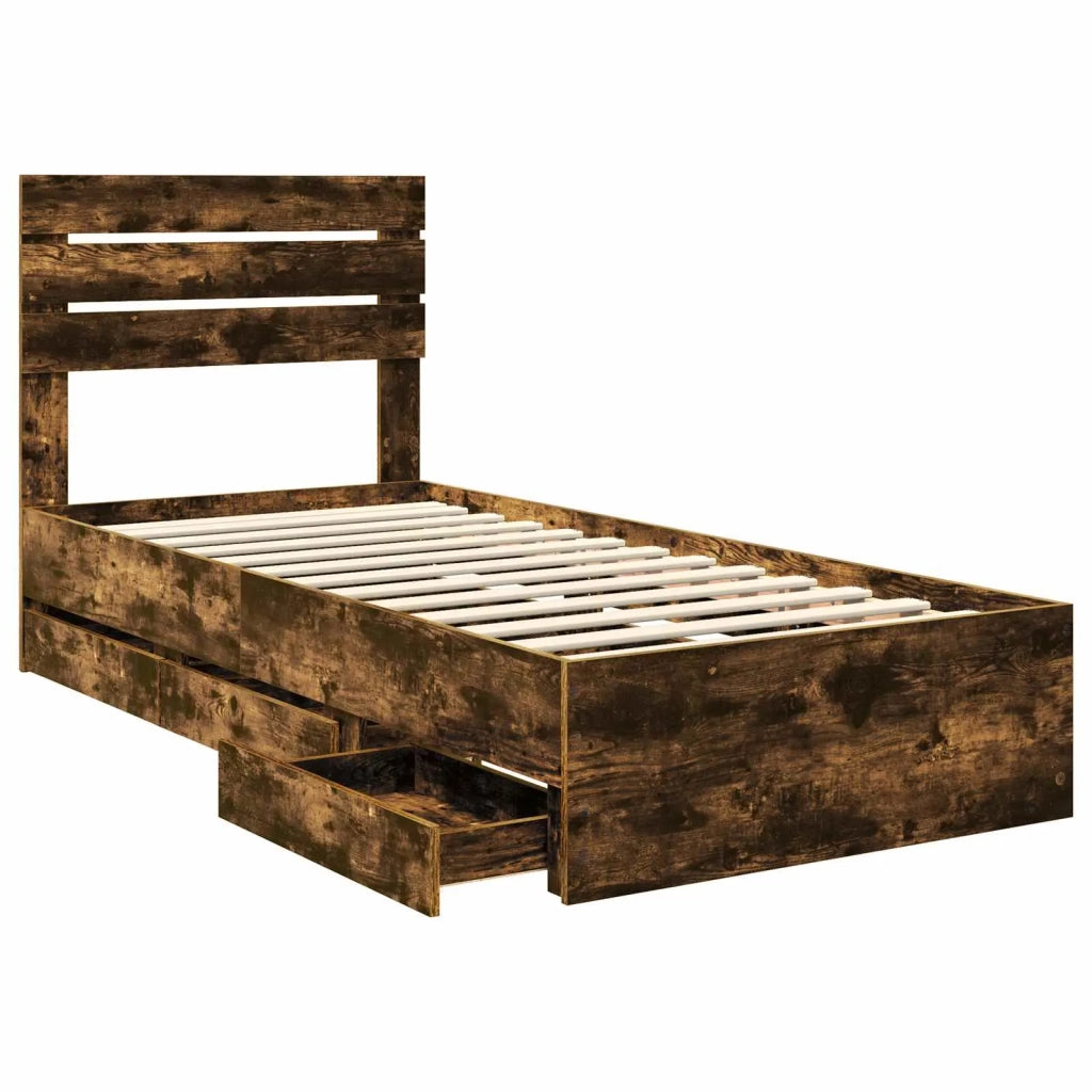 Struttura del letto con cassetto Rovere fumé 100 x 200 cm 3411527