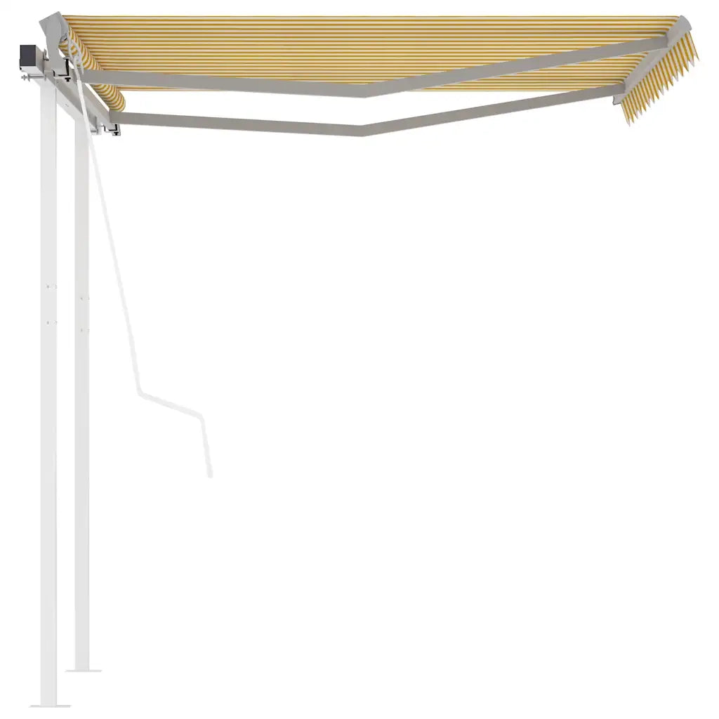 Tenda da Sole Retrattile Automatica e Pali 3x2,5m Gialla Bianca 3069908